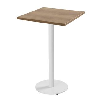 Oviala Table alta cuadrada 60 cm pie blanco y revestimiento de madera clara