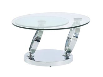 VENTE-UNIQUE.COM Mesa de centro modular cristal templado transparente, plateado