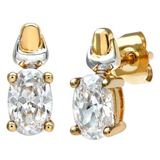 Diamant L'&eacute;ternel Womens 9ct Yellow and White Gold Ladies Cubic Zirconia Birth Stone Earrings - One Size