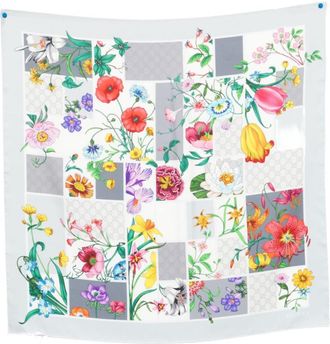 Gucci Grey Floral Scarf