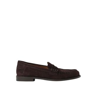 Emporio Armani Suede Leren Penny Loafers - Heren - Loafers - Bruin - 44 EU - Leer - Schoenen