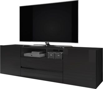 Selsey Selsey Bros - Mueble Rtv, Negro Mate / Negro Brillo