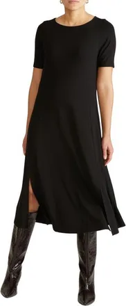Universal Standard Serena Short Sleeve Jersey Midi Dress in Black at Nordstrom, Size Xl