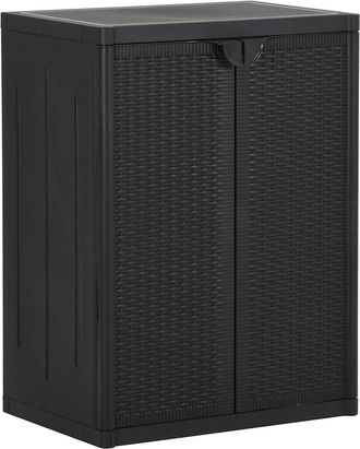 vidaXL Armario De Almacenaje De Jard&iacute;n Pp Rat&aacute;n Negro 65x45x88 Cm Vidaxl