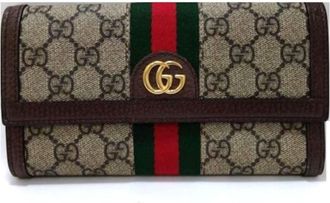 Gucci Black Brown Gg Supreme Canvas Long Wallet (Bi-Fold) (Pre-Owned)