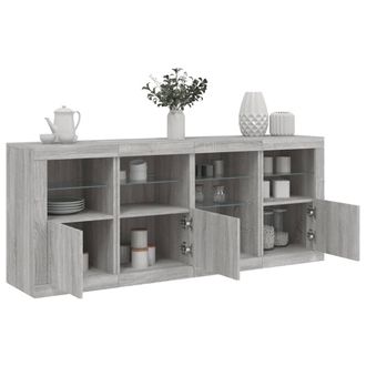 vidaXL Aparador Con Luces Led Gris Sonoma 164x37x67 Cm Vidaxl