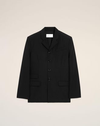 Ami Black New Wool Single Breasted Straight Jacket Black - 46 - for Men