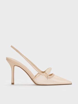Charles & Keith Venetia Mesh Bow Pointed Slingback Pumps