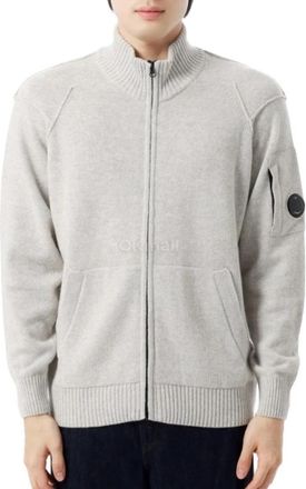 C.P. Company Sweater met volledige ritssluiting - Heren - Vesten met rits - Grijs - M - Wol - Hoodies & sweatvesten