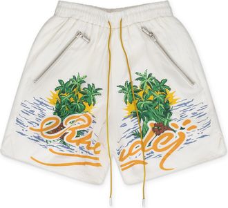 Rhude White Palms Logo Shorts
