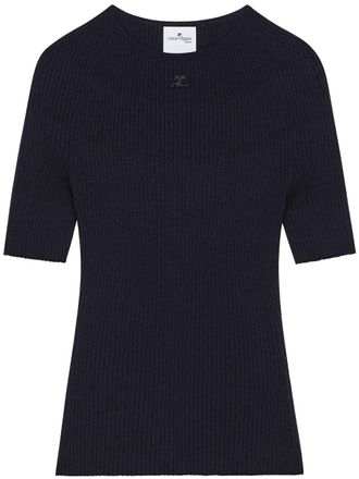 Courr&egrave;ges Fine Ribbed Short Sleeve Sweater