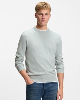 Boss Orange by Hugo Boss Mens Kanovano Crew Neck Jumper in Light Grey Cotton - Size X-Large