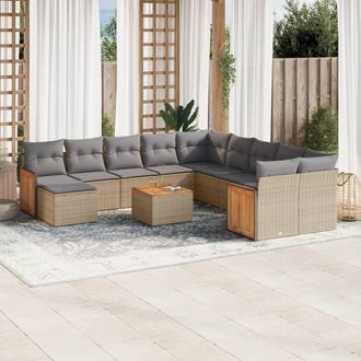 vidaXL Set De Sof&aacute;s De Jard&iacute;n 12 Pzas Y Cojines Rat&aacute;n Sint&eacute;tico Marr&oacute;n Vidaxl