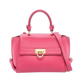 Ferragamo Pre-owned Handbags, female, Pink, Size: ONE SIZE Pre-owned Small Leather Handbag