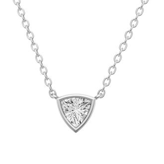 Diamond2Deal 14K White Gold 0.50 Ct Trillion Shape Lab Grown Diamond Solitaire Pendant Necklace