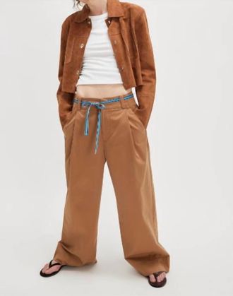 Free People Buckle Back Trouser In Brown Combo