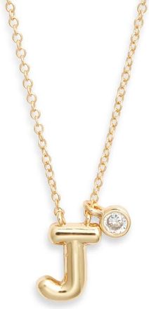 Chelsea28 Goldtone Initial Pendant Necklace in J- Clear- Gold at Nordstrom