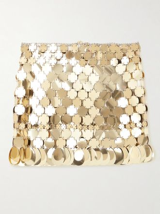 Paco Rabanne Minigonna In Maglia Metallica Con Paillettes - Oro