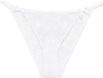 Agent Provocateur Sheer White Briefs with Floral Embroidery and Bow Accents