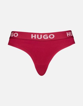 HUGO BOSS Womens Sporty Logo Thong, Burgundy - Red - Size: 18