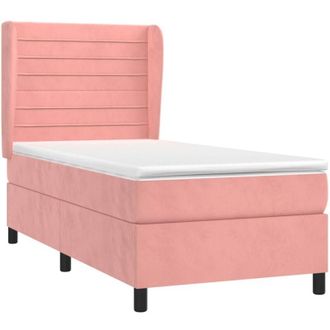 vidaXL Cama Box Spring Con Colch&oacute;n Terciopelo Rosa 80x200 Cm Vidaxl