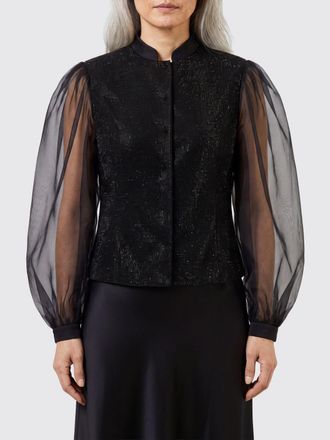 Giorgio Armani Pure Silk Blouse with Balloon Sleeves and a Mandarin Collar