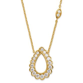 Diamond2Deal 14K Yellow Gold 3/4 Ct Lab Grown Diamond Teardrop Pendant Necklace 18 Clarity VS, Color G-H