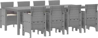 vidaXL Conjunto De Comedor De Jard&iacute;n 9 Pcs Blanco Ratan Polt Vidaxl