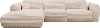 VENTE-UNIQUE.COM Sofá rinconera terciopelo 5 plazas beige 280x165cm