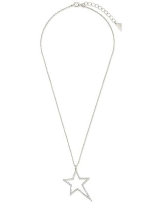 Sterling Forever CZ Statement Star Outline Necklace