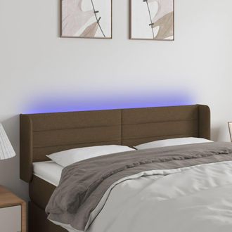 vidaXL Cabecero Con Led De Tela Marr&oacute;n Oscuro 147x16x78/88 Cm Vidaxl