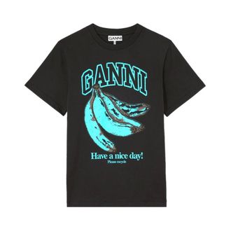 Ganni T-Shirts, female, Black, Size: XS Graphic-print T-shirt