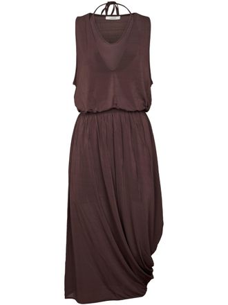 Christophe Lemaire Double-Layer Draped Midi Dress with Unique Asymmetrical Hem