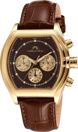 Porsamo Bleu Roman Leather Strap Watch in Brown Gold Tone at Nordstrom Rack