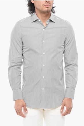 Finamore Two-Tone Striped Shirt With French Collar size 39