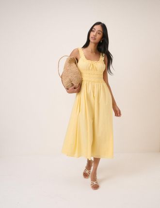 Nobody's Child Butter Yellow Sleeveless Ariel Midi Dress