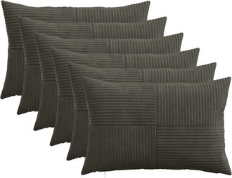 vidaXL Funda De Almohada 6 Pcs Almelo Gris Antracita 30 X 50 Cm Pana Vidaxl