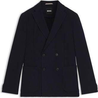 BOSS Slim-fit blazer in micro-patterned stretch wool