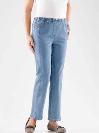 Casual Looks Schlupfjeans CASUAL LOOKS, Damen, Gr. 195, Extrakurzgr&ouml;ssen, blau (blau, bleached), 98% Baumwolle, 2% Elasthan, unifarben, lang, Jeans Schlupfjeans
