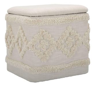 Mauro Ferretti Puff de almacenamiento de tela beige cm 40x40x40