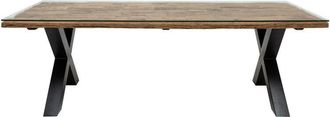 Global Interiors Massiver Esstisch shark X 220 x 100 cm - recyceltes Teakholz inkl Glasplatte