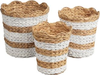 Happimess Calvin Handwoven Water Hyacinth Scalloped Edge Nesting Baskets in White/natural at Nordstrom