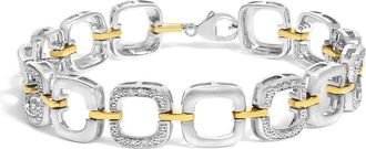 House of Brilliance 925 Two-Tone Sterling Silver Diamond Accent Open Box Link Bracelet (I-J Color, I1-I2 Clarity) - 7