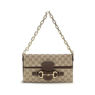 Gucci Horsebit Schoudertas - Dames - Tassen - Beige - Maat: ONE Size Leer