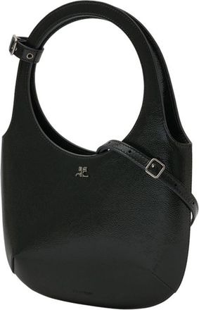 Courr&egrave;ges Womens Calfskin Leather Shoulder Bag Black