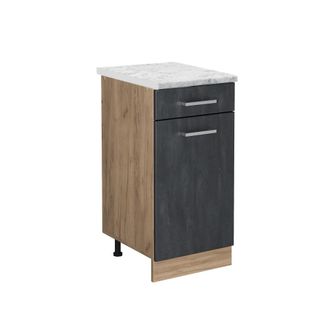 Vicco Mueble Bajo De Cocina R-line, Hormig&oacute;n Negro, 40 Cm Et M&aacute;rmol, Vicco