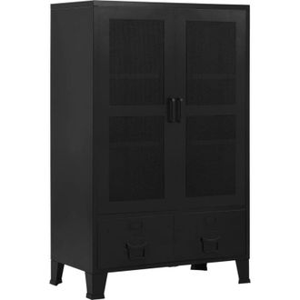 vidaXL Armadio Ufficio Reticolato Industriale Nero 75x40x120cm Acciaio vidaXL