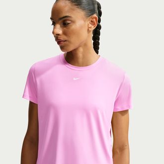 Nike Womens One Classic Dri-FIT Short-Sleeve Top in Pink | FN2798-621