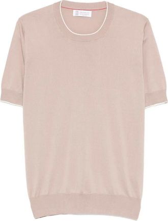 Brunello Cucinelli Cotton Lightweight Knit T-Shirt With Contrast Detai