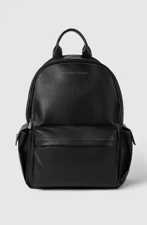 Brunello Cucinelli Grained calfskin travel backpack in Black at Nordstrom